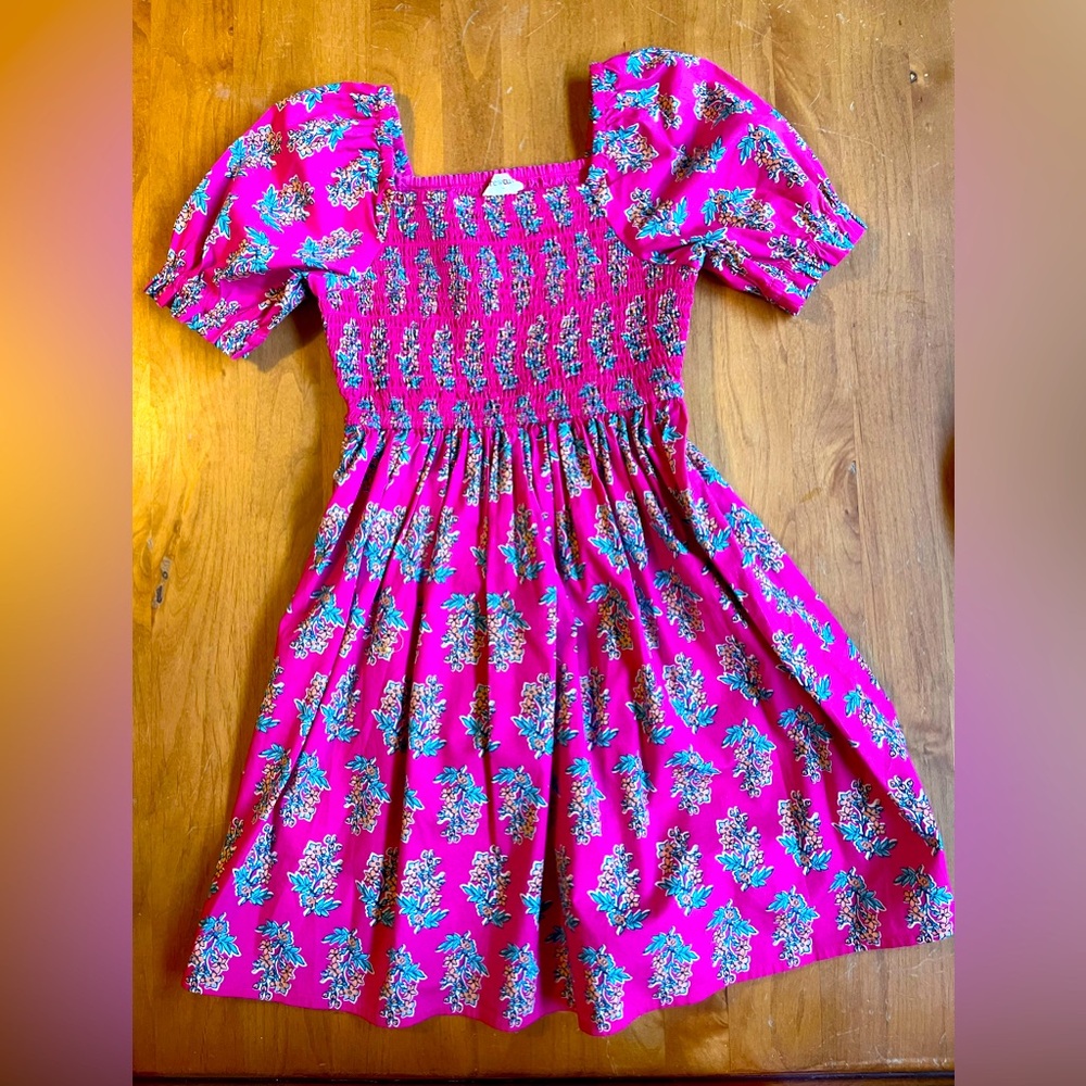 NWT Crewcuts Floral Pink Dress with Puff Sleeves
